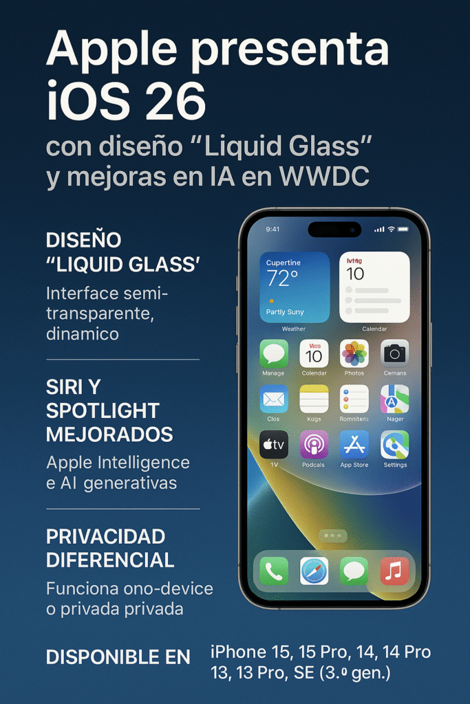 Apple revoluciona el iPhone con iOS 26 y su interfaz Liquid Glass