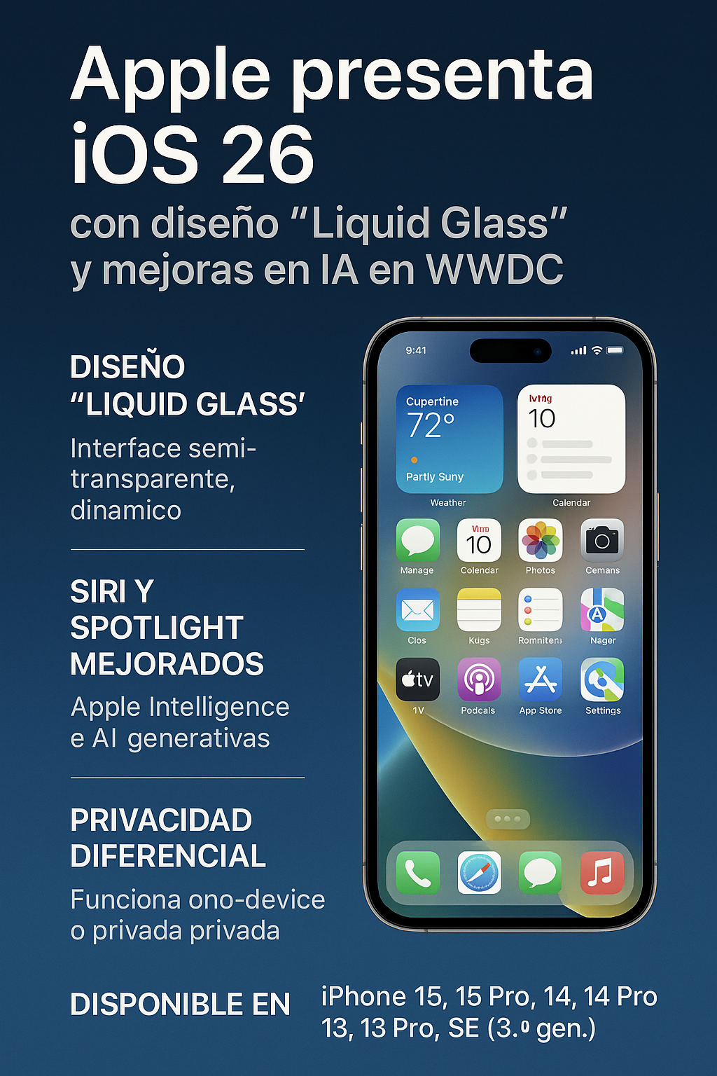 Presentación de iOS 26 en WWDC 2025 con novedades en IA